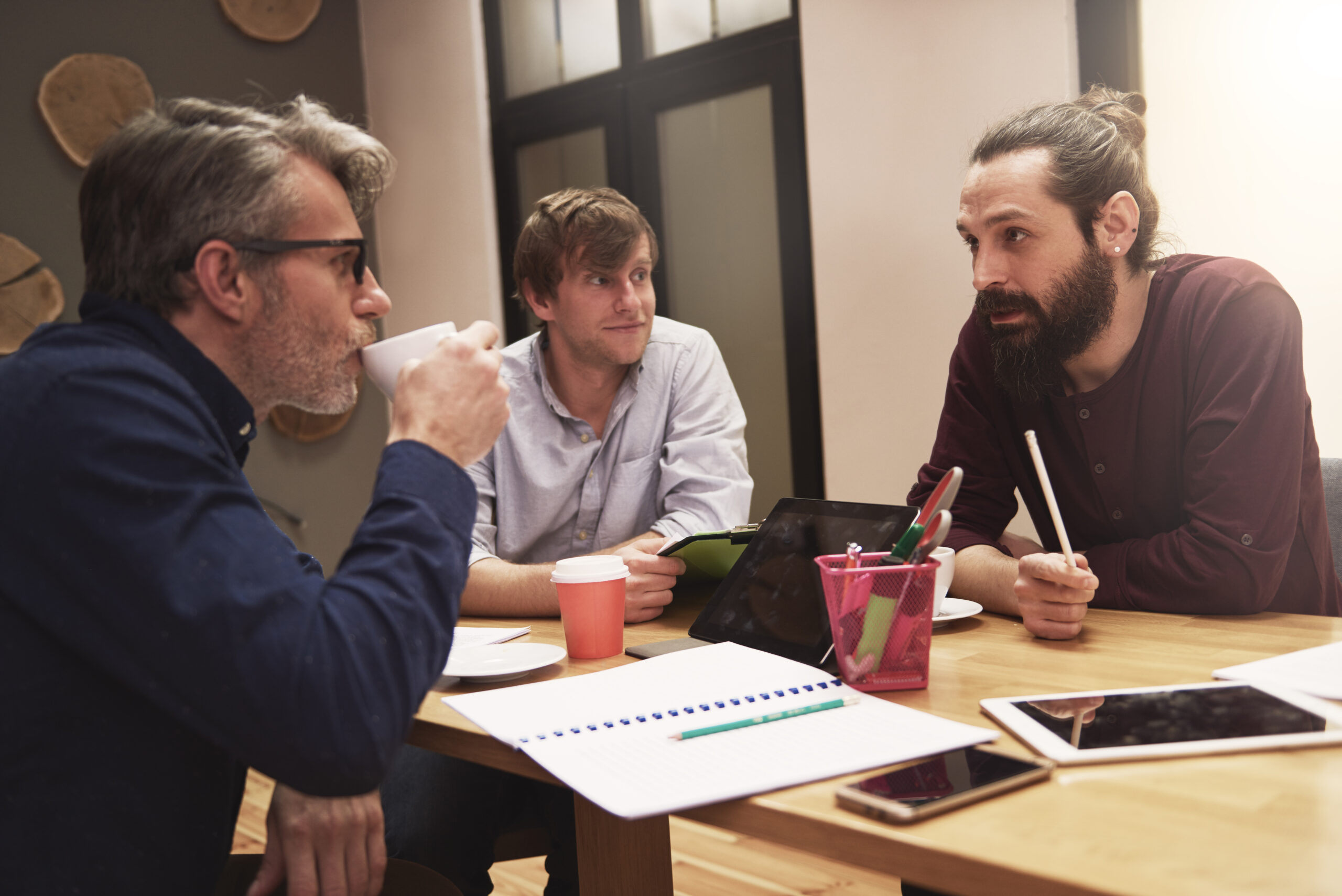 Men working about new project